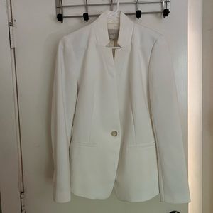 LOFT White no-collar blazer